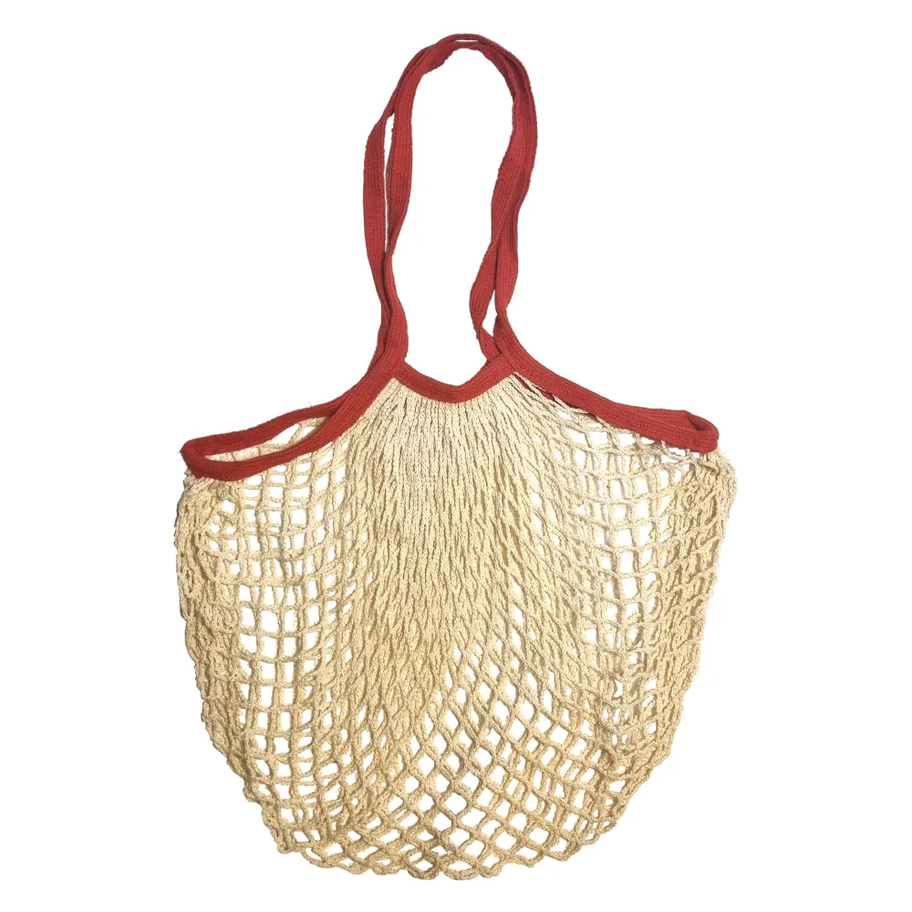 Long Handles  - Organic Cotton - Reusable Grocery Mesh Shopping Bag - Bicolore