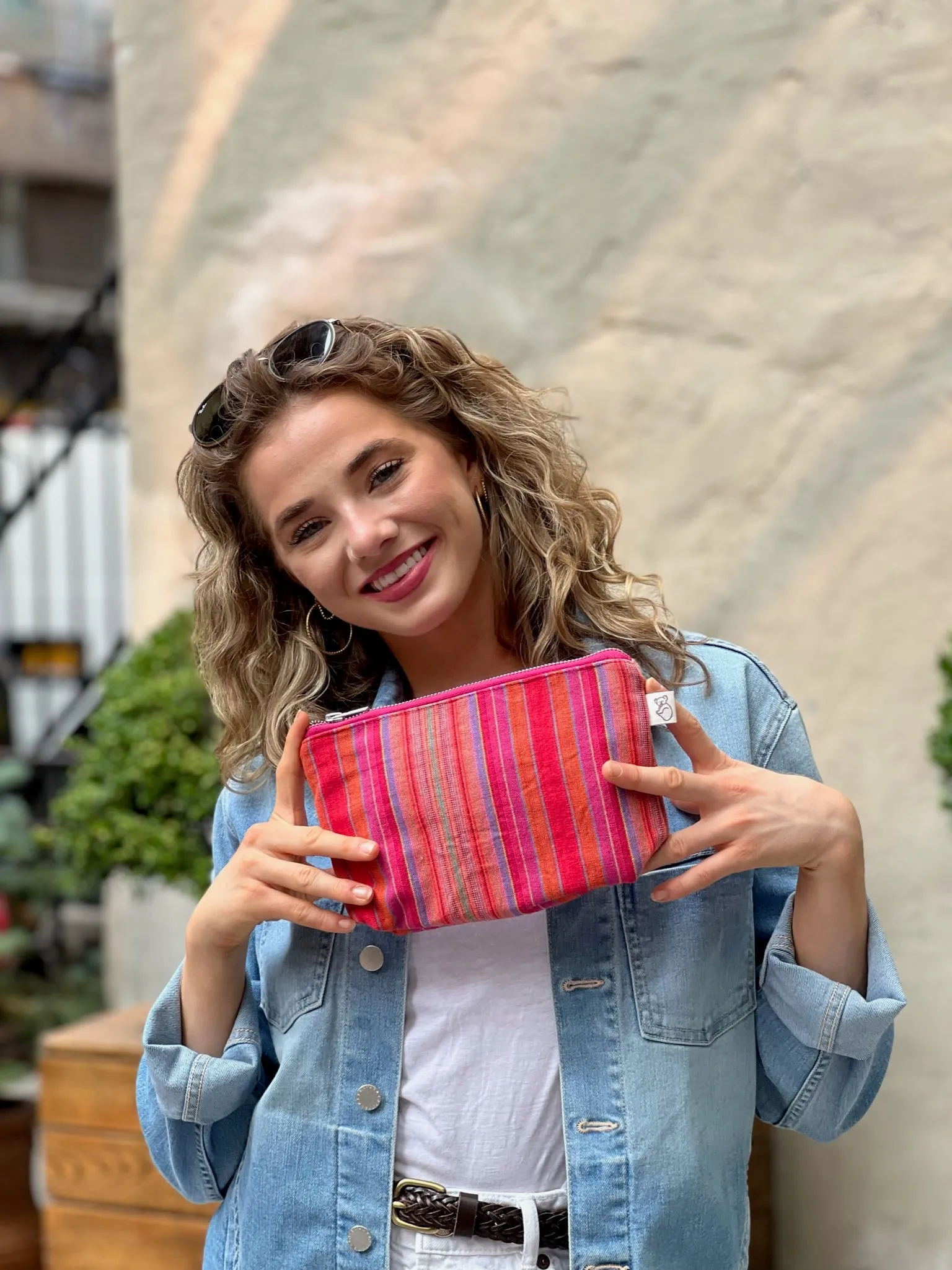 Makeup Bag Basics - PINK Happy Stripe