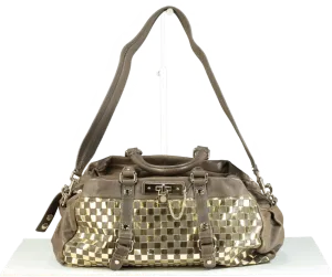 Marc by Marc Jacobs Metallic Silver and Brown Quilted Satchel