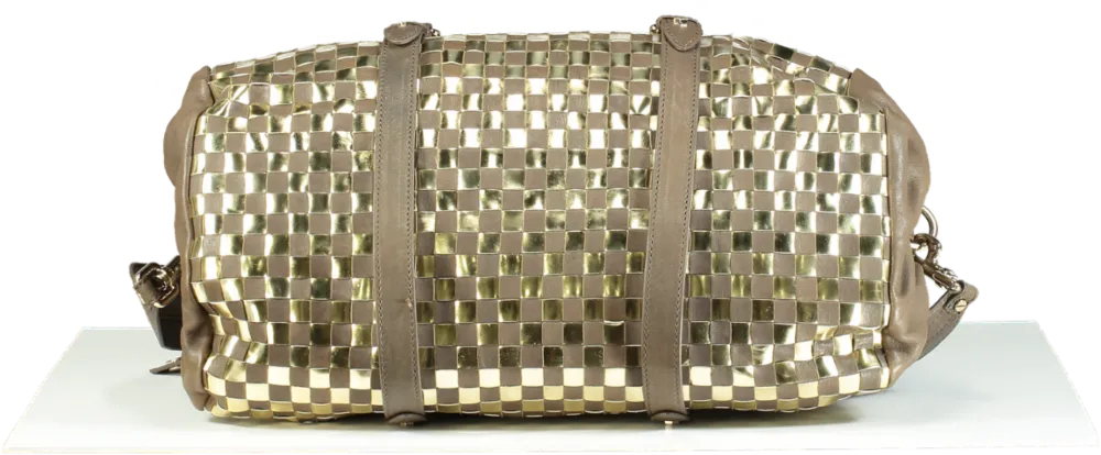 Marc by Marc Jacobs Metallic Silver and Brown Quilted Satchel
