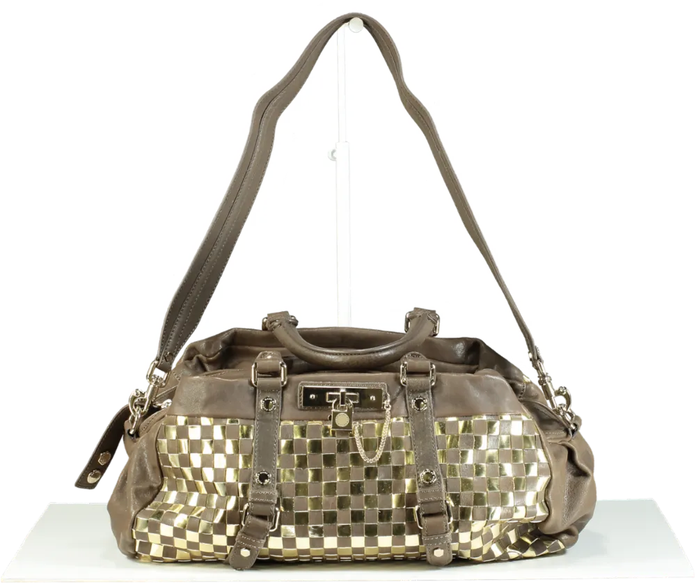 Marc by Marc Jacobs Metallic Silver and Brown Quilted Satchel