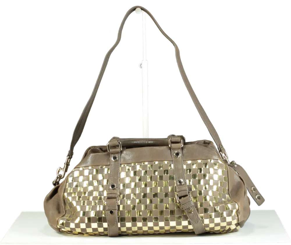 Marc by Marc Jacobs Metallic Silver and Brown Quilted Satchel
