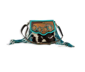 Myra Bag Creek Blossom Fringed Hand-Tooled Bag