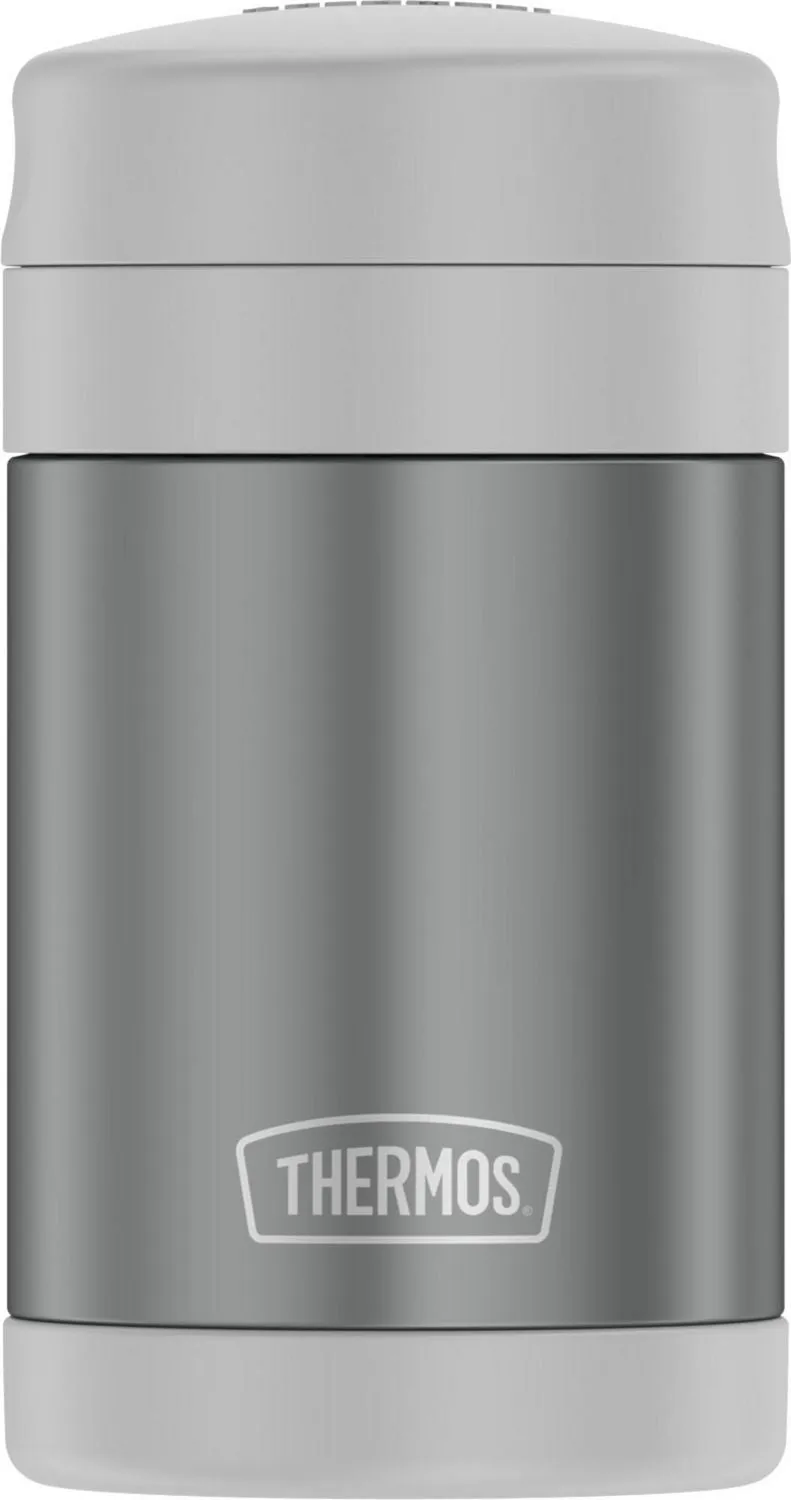 New Thermos 16 Oz Vacuum Insulated Food Jar with Folding Spoon, Silver