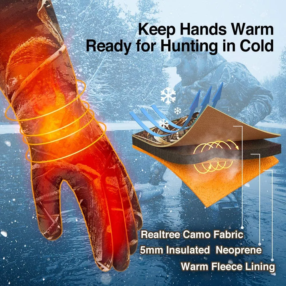 New TideWe Elbow Length Decoy Gloves with Silicone Textured Surface, Waterproof 5mm Neoprene Hunting Gloves, Realtree MAX5 Duck Hunting Gloves, Sz L! Retails $70 