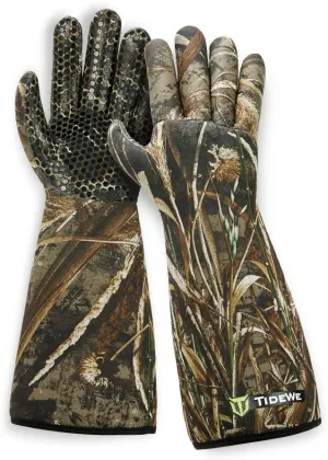 New TideWe Elbow Length Decoy Gloves with Silicone Textured Surface, Waterproof 5mm Neoprene Hunting Gloves, Realtree MAX5 Duck Hunting Gloves, Sz L! Retails $70 