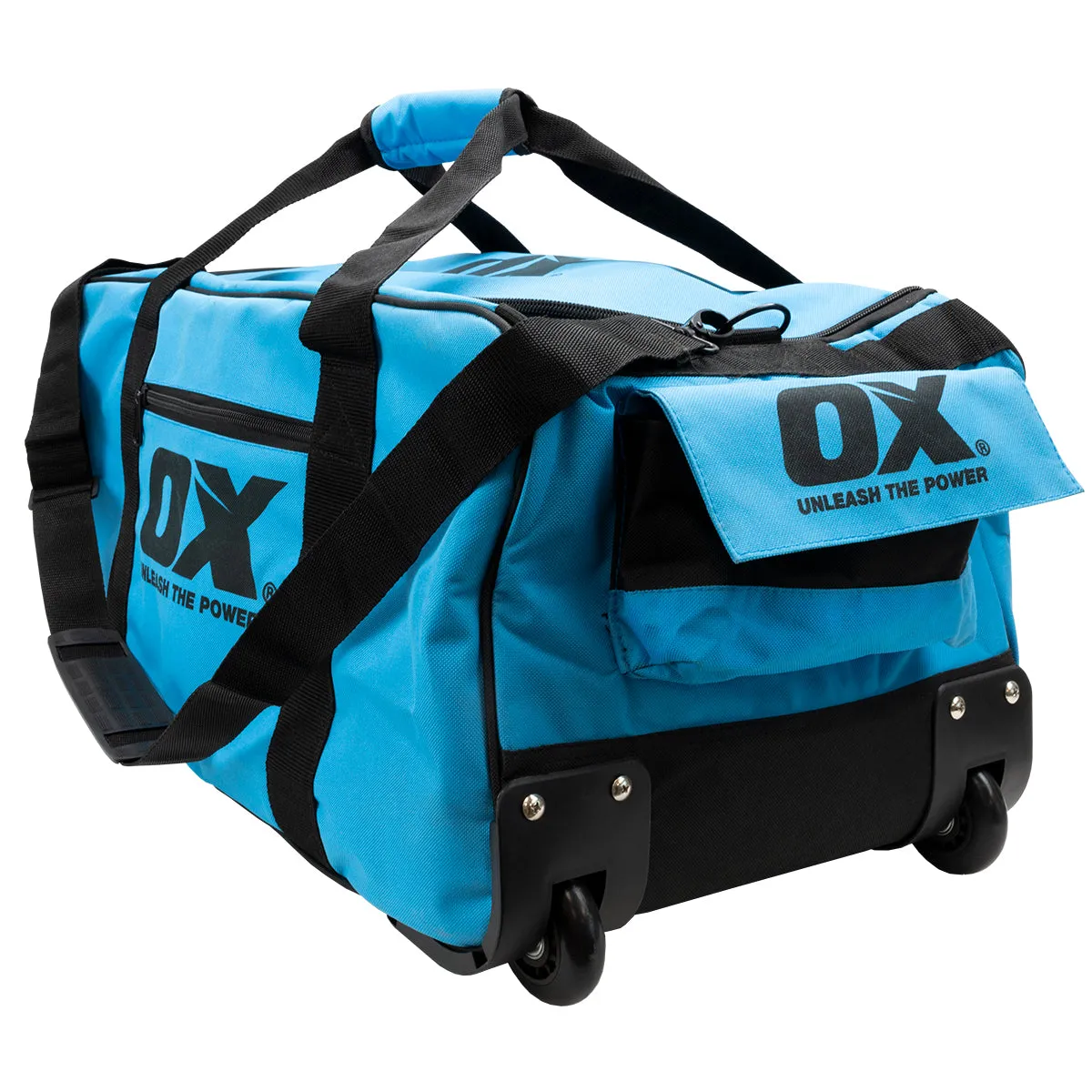 OX TOOLS Pro Series 24-Inch Wide Mouth Tuff Tool Bag with Built-In Wheels | Shoulder Strap & Heavy-Duty Zipper