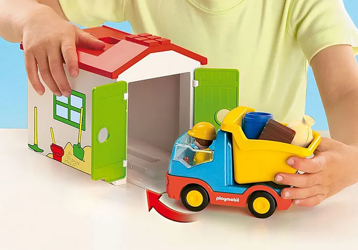 Playmobil 1.2.3 Construction Truck with Garage