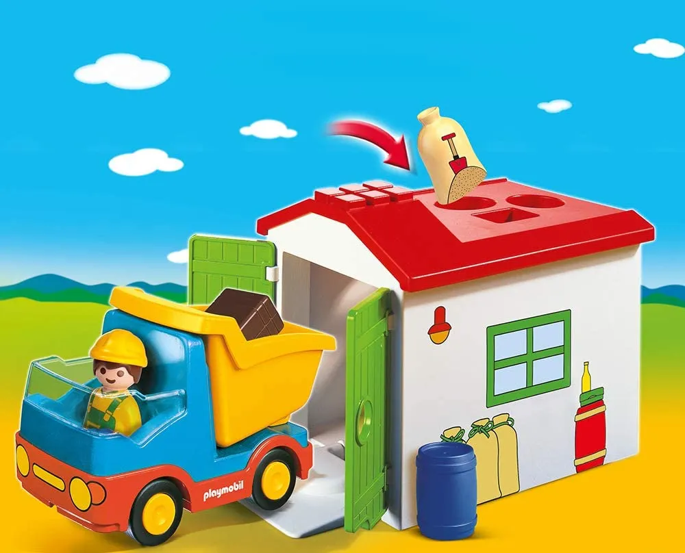 Playmobil 1.2.3 Construction Truck with Garage