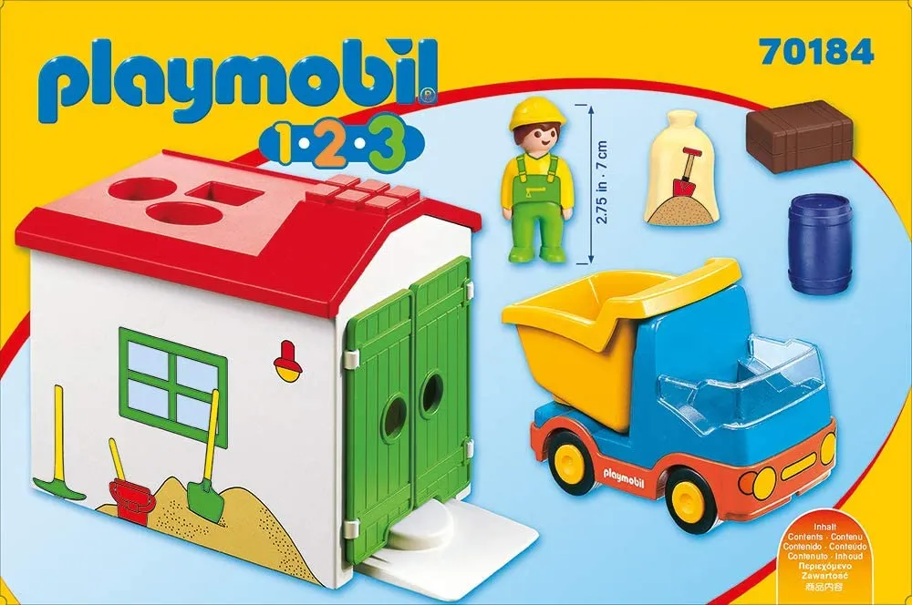 Playmobil 1.2.3 Construction Truck with Garage
