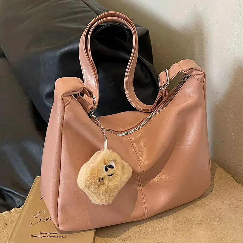 Plush Keychain Messenger Tote Bag