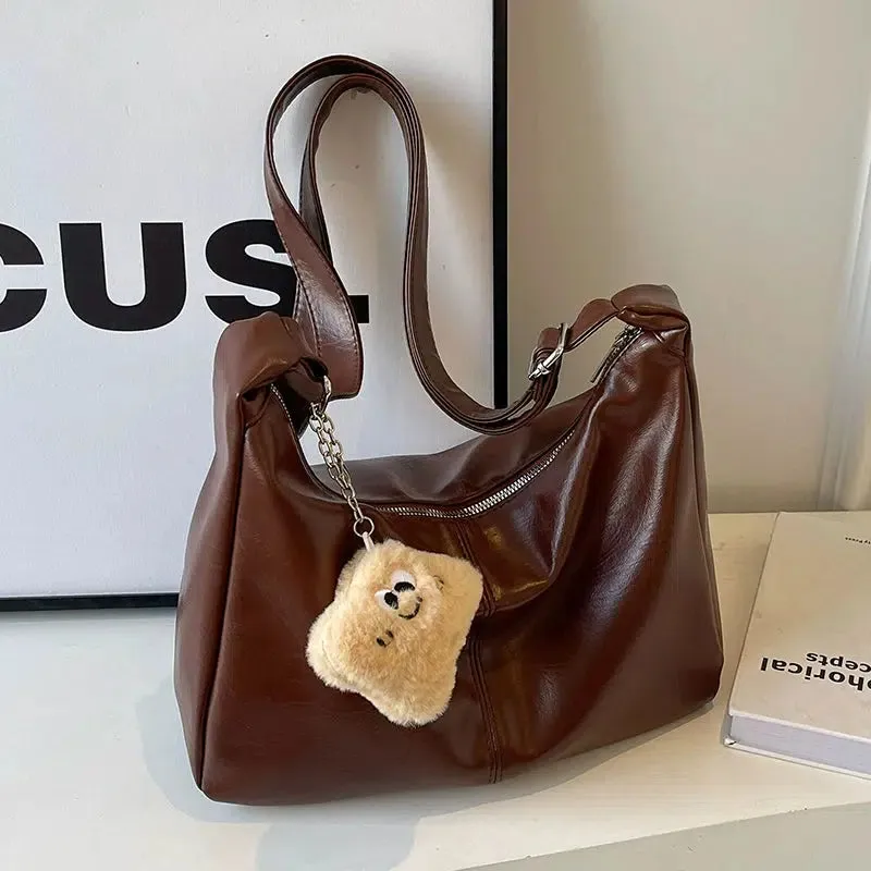 Plush Keychain Messenger Tote Bag