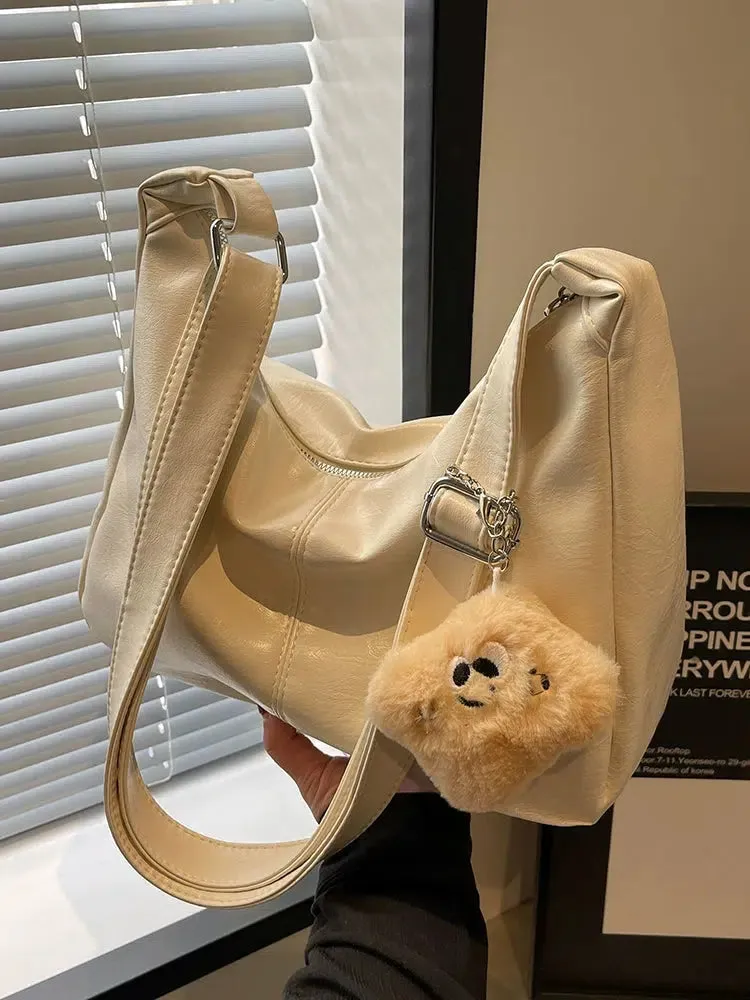 Plush Keychain Messenger Tote Bag
