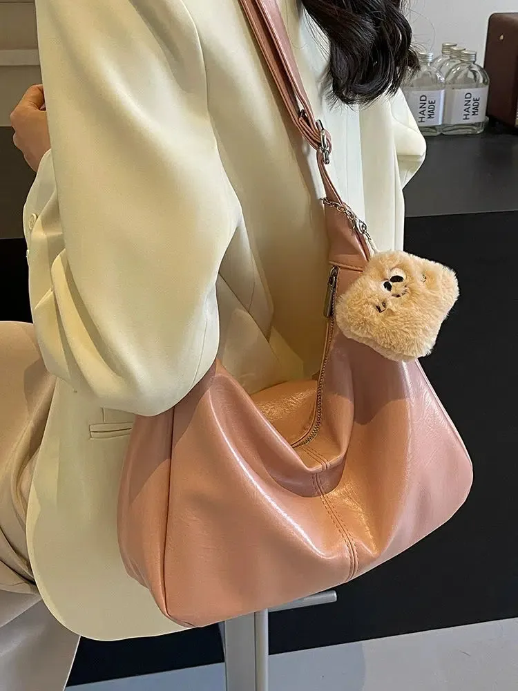 Plush Keychain Messenger Tote Bag
