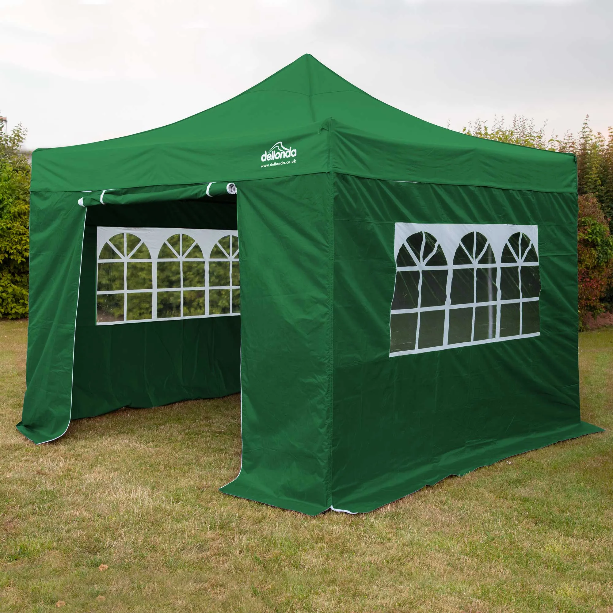 Premium 2x2m Pop-Up Gazebo & Side Walls, Water Resistant with Carry Bag, Stakes & Weight Bags - Green - DG162