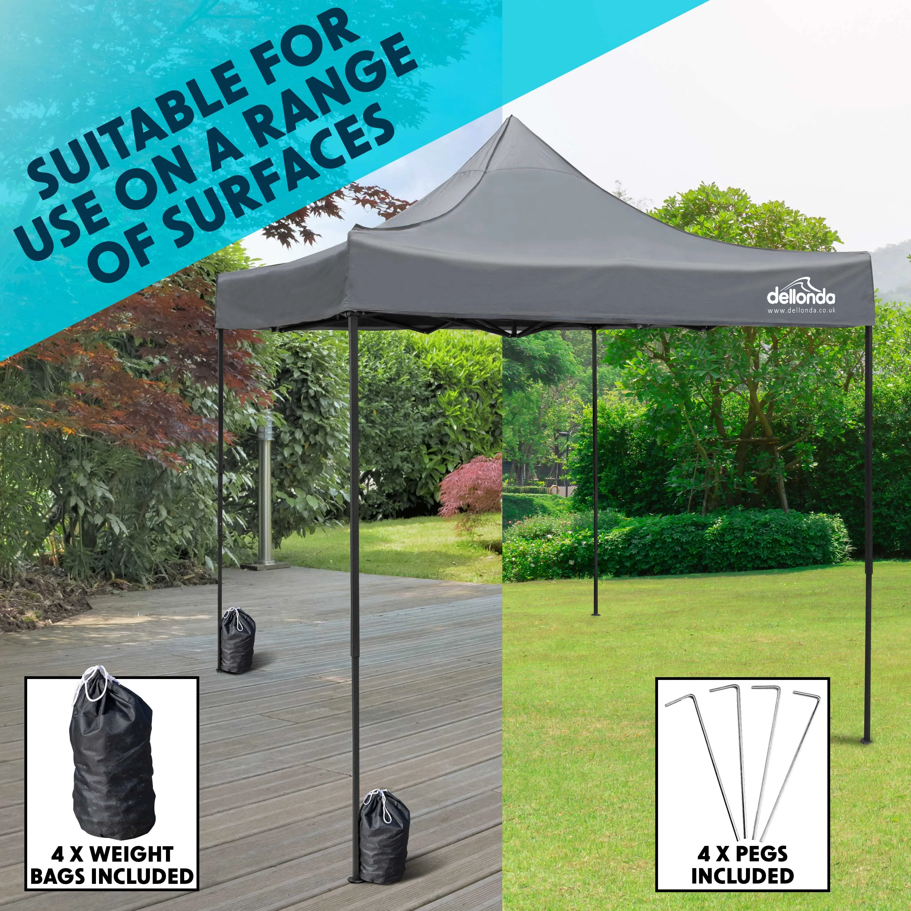 Premium 3x3m Pop-Up Gazebo, Water Resistant, Carry Bag, Stakes & Weight Bags - Grey - DG133