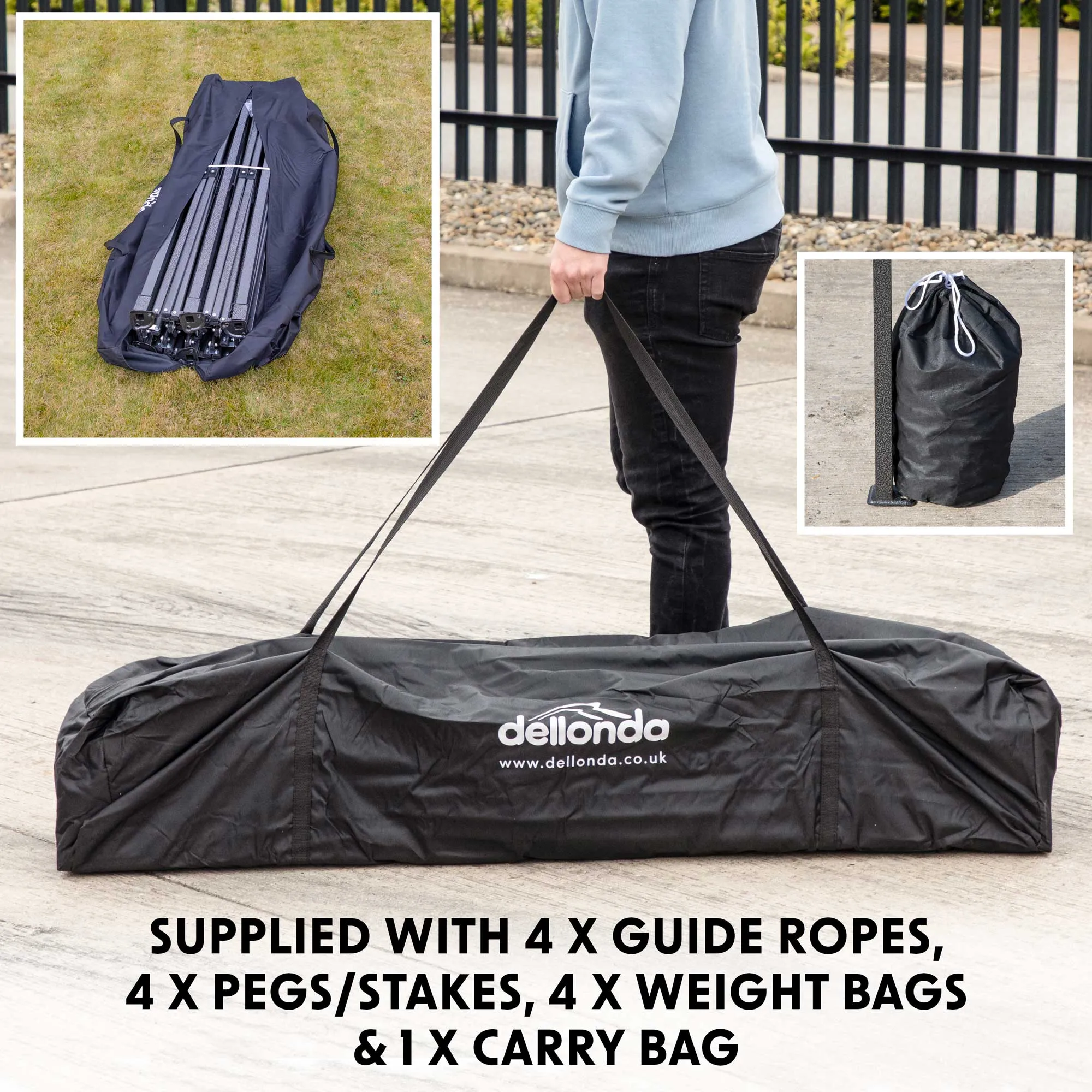 Premium 3x6m Pop-Up Gazebo & Side Walls, Water Resistant Carry Bag, Stakes & Weight Bags - Grey - DG175