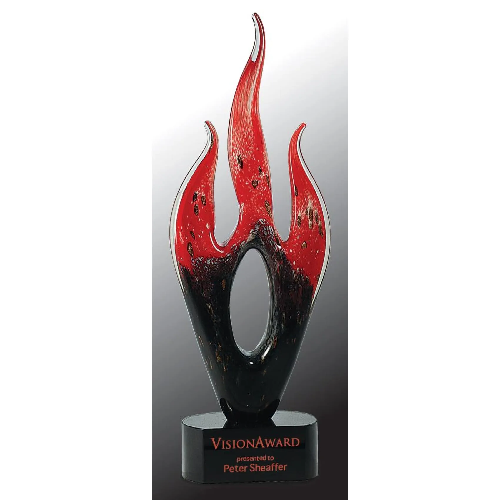 Red & Black Flame Art Glass