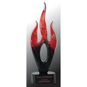 Red & Black Flame Art Glass