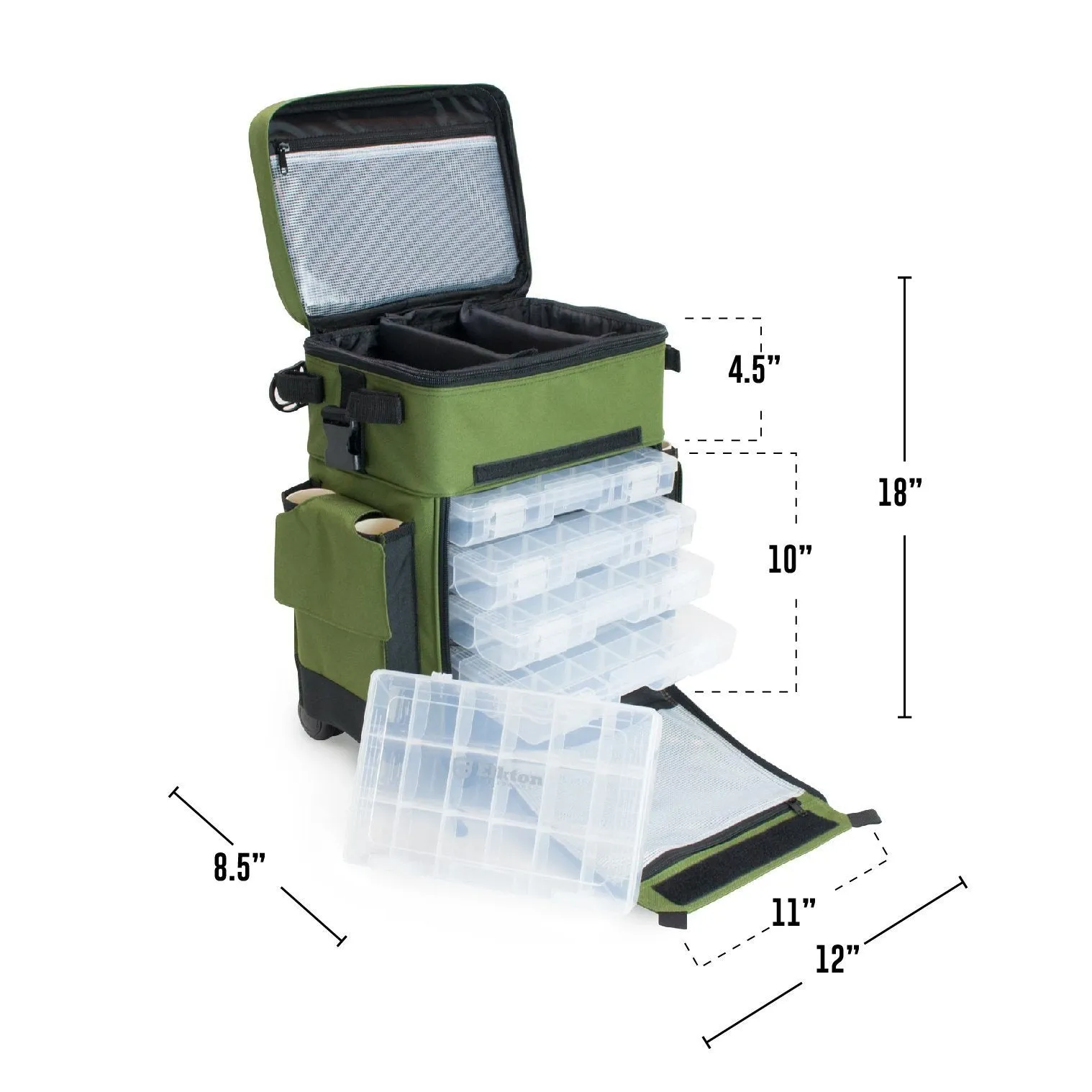 Rolling Tackle Box With Removable Tackle Trays