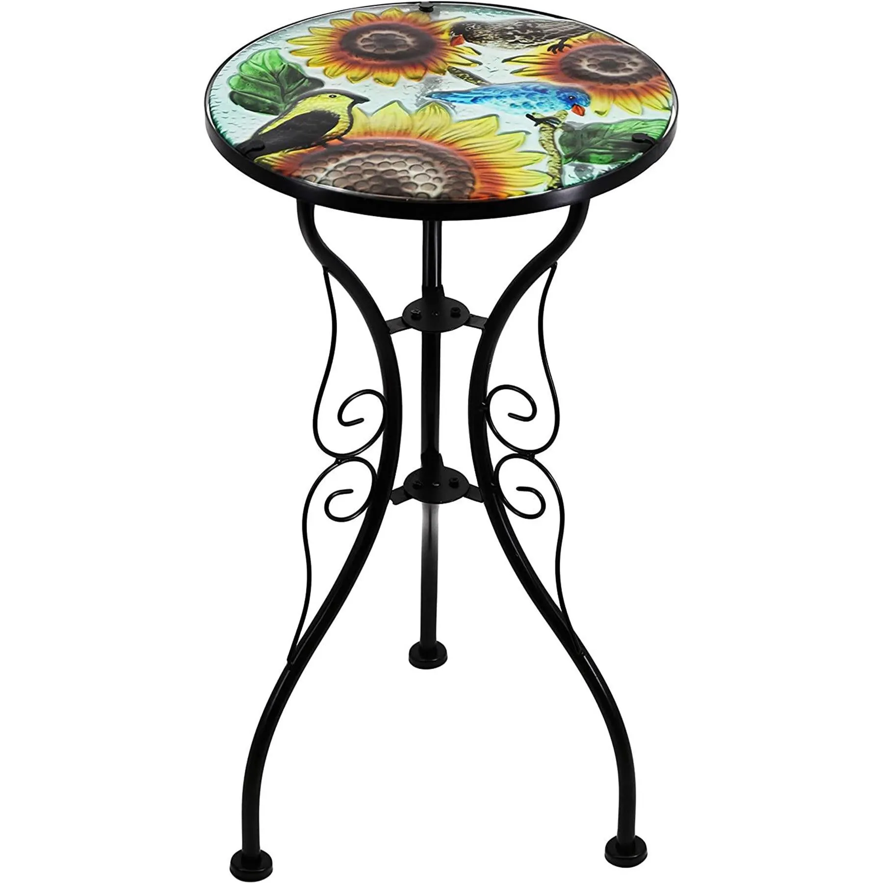 Round Side Mosaic Table With Sunflower Design