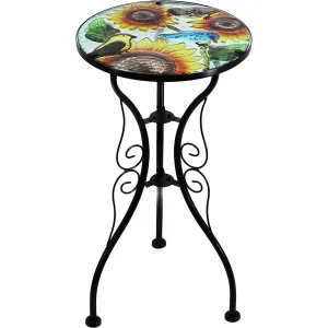 Round Side Mosaic Table With Sunflower Design