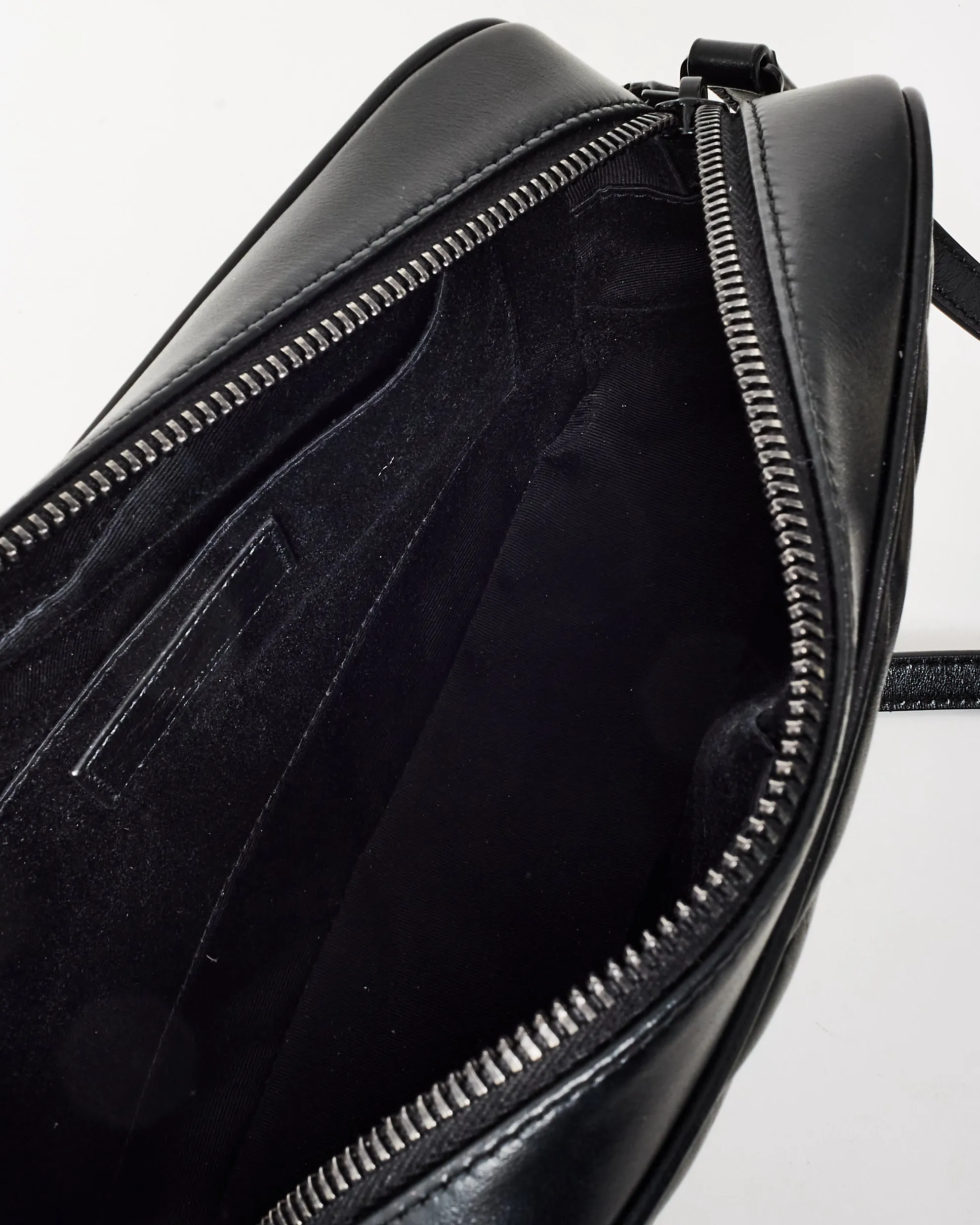 Saint Laurent Black Chevron Leather & Black Hardware Lou Camera Bag