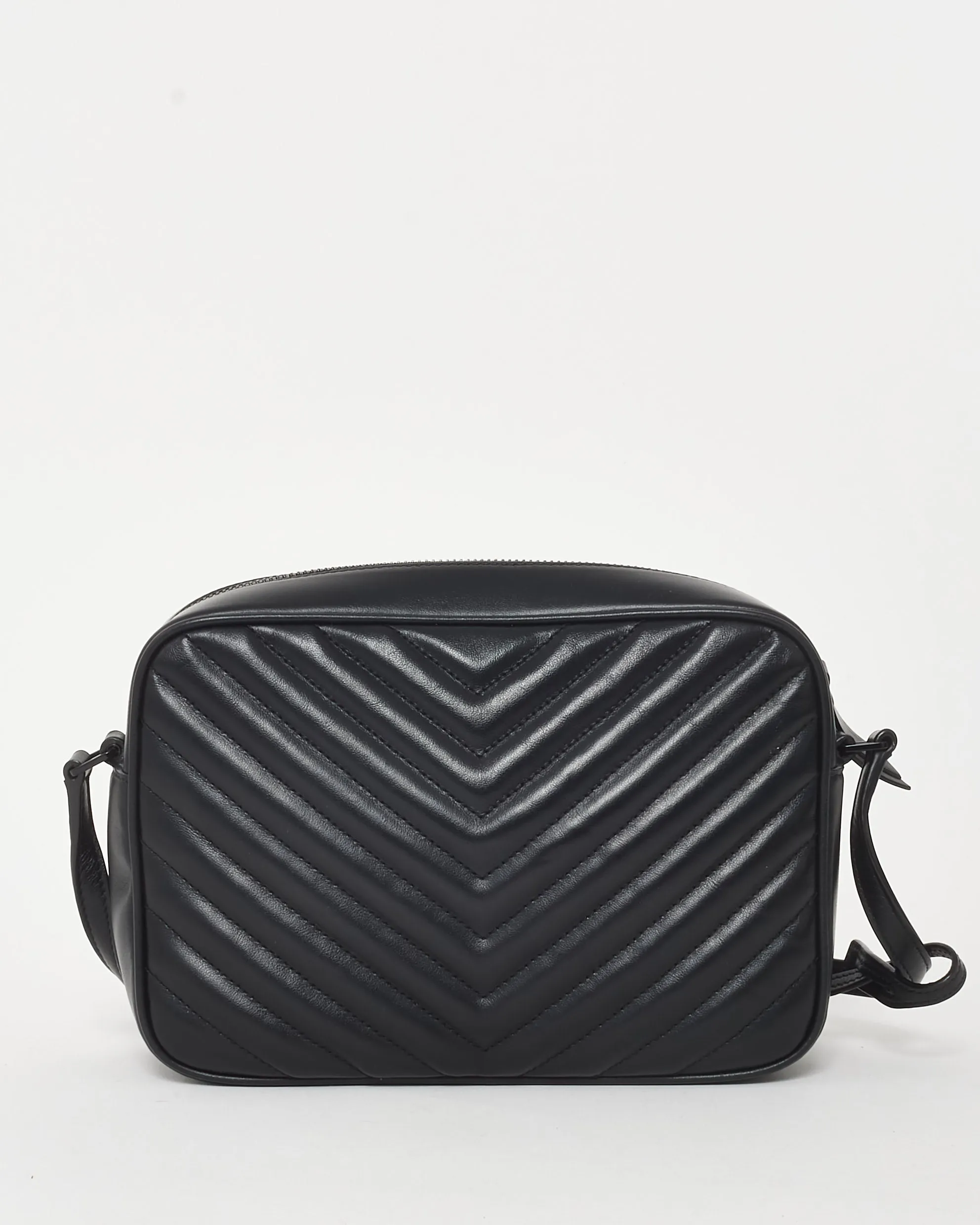 Saint Laurent Black Chevron Leather & Black Hardware Lou Camera Bag