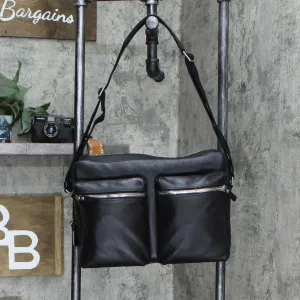 Shinola Zip Top Leather Messenger Camera Bag Black