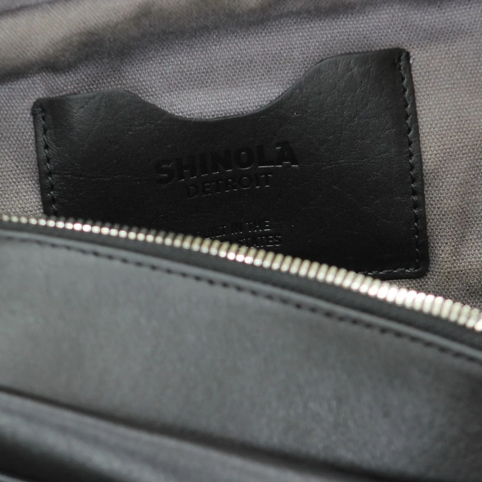 Shinola Zip Top Leather Messenger Camera Bag Black