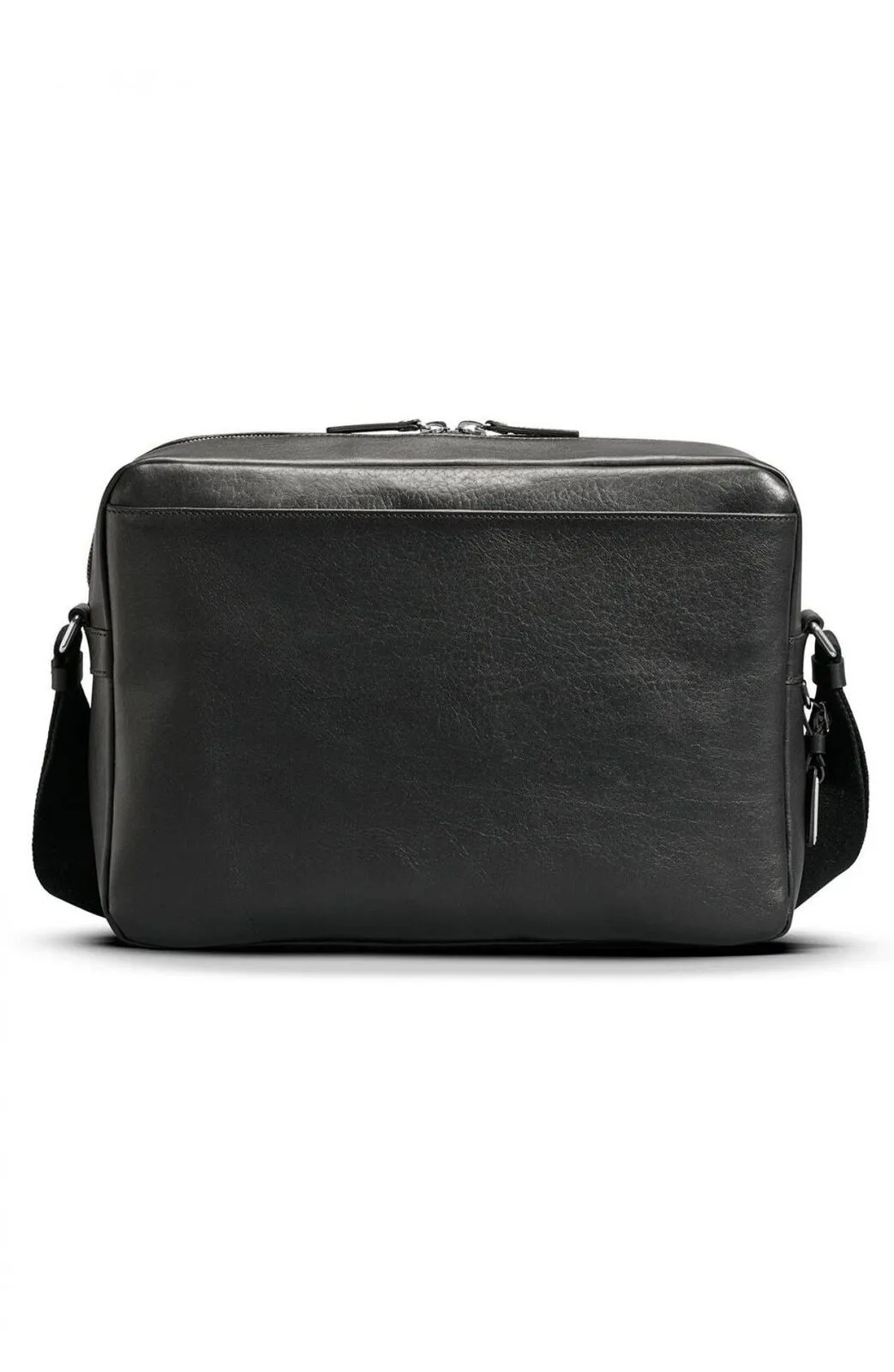 Shinola Zip Top Leather Messenger Camera Bag Black