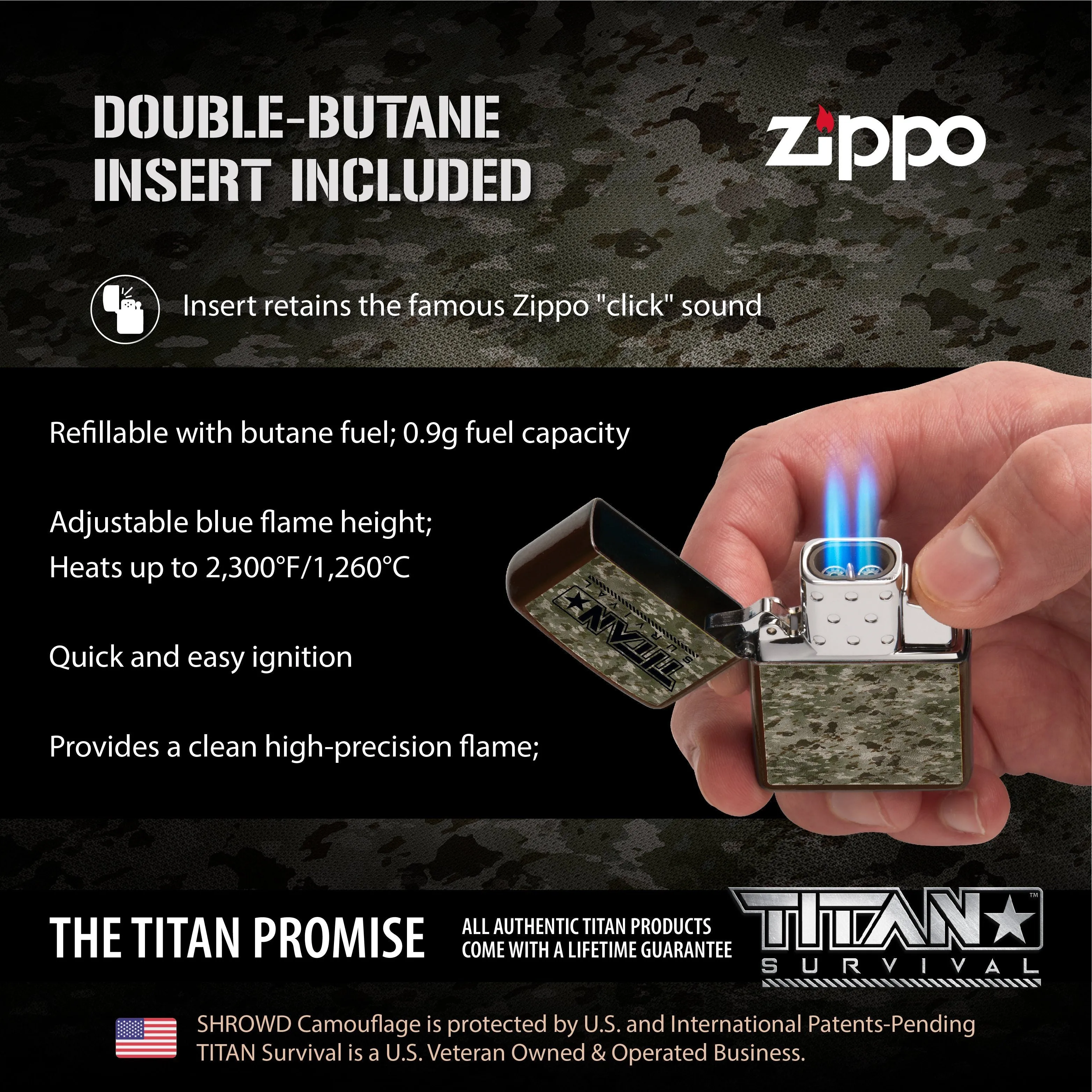 SHROWD Camouflage Zippo Lighter Gift Set
