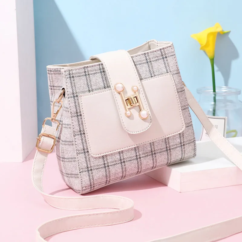 Slouchy Women's Glamorous Fashion Versatile Checked Crossbody Bags