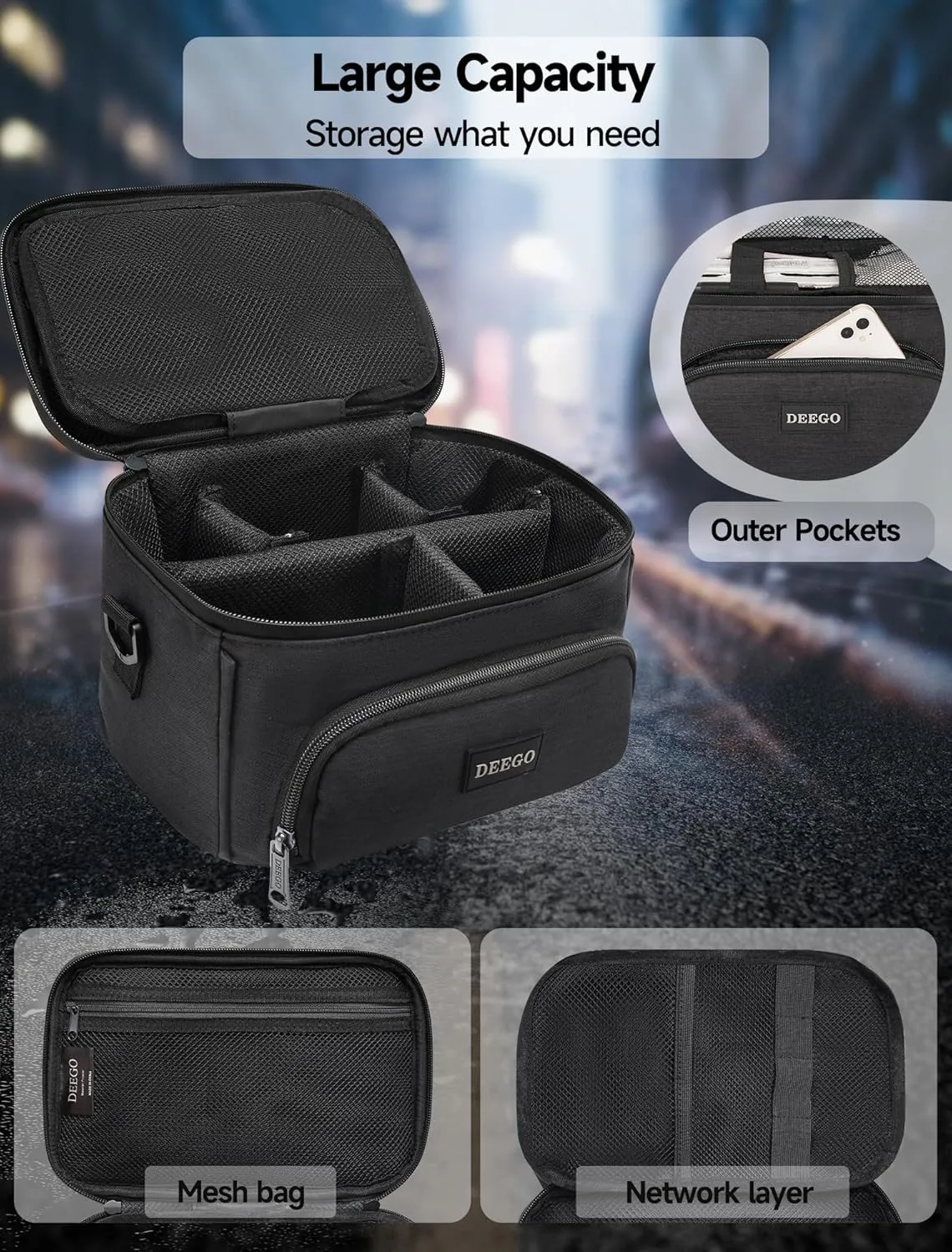 Smell Proof Bag Large Capacity Smell Proof Stash Box for Men Black New