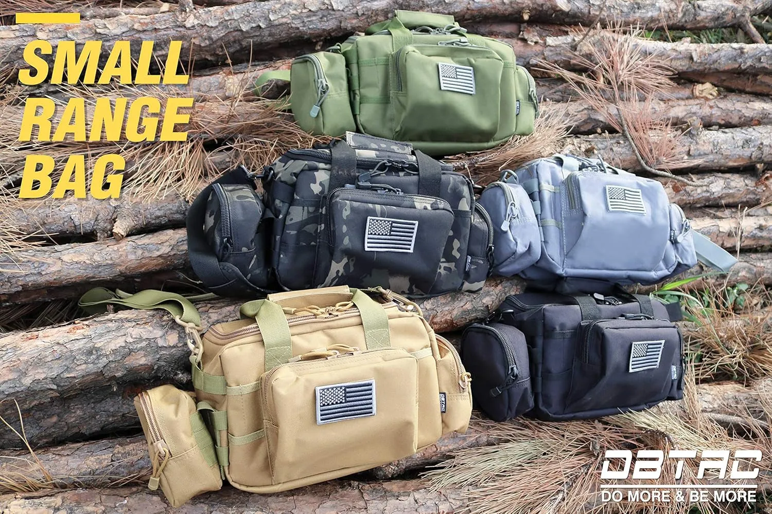 Tactical 2-Pistol Bag with Lockable Zip, US Flag Patch, MOLLE Pouch & Universal Holster