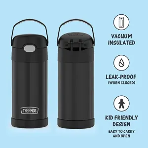 Thermos Funtainer 12 Ounce Bottle, Black! Keeps drinks cold for up to 12 hours