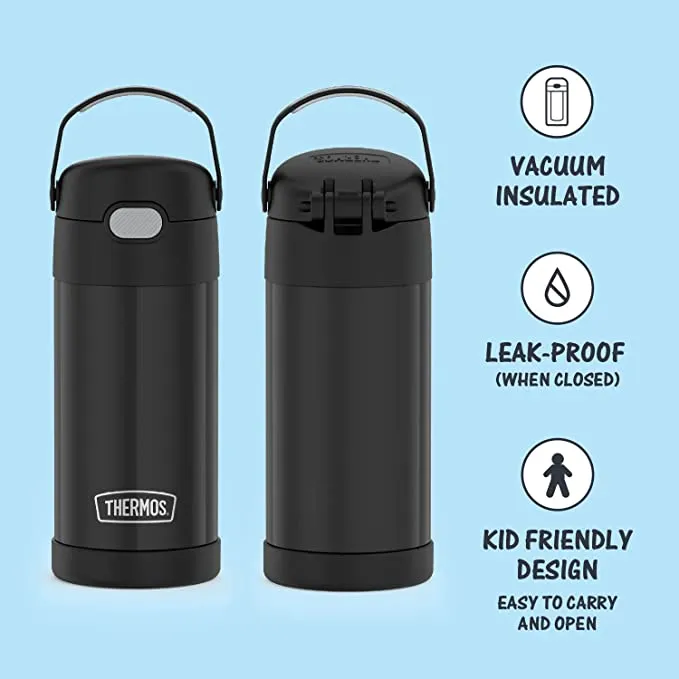 Thermos Funtainer 12 Ounce Bottle, Black! Keeps drinks cold for up to 12 hours