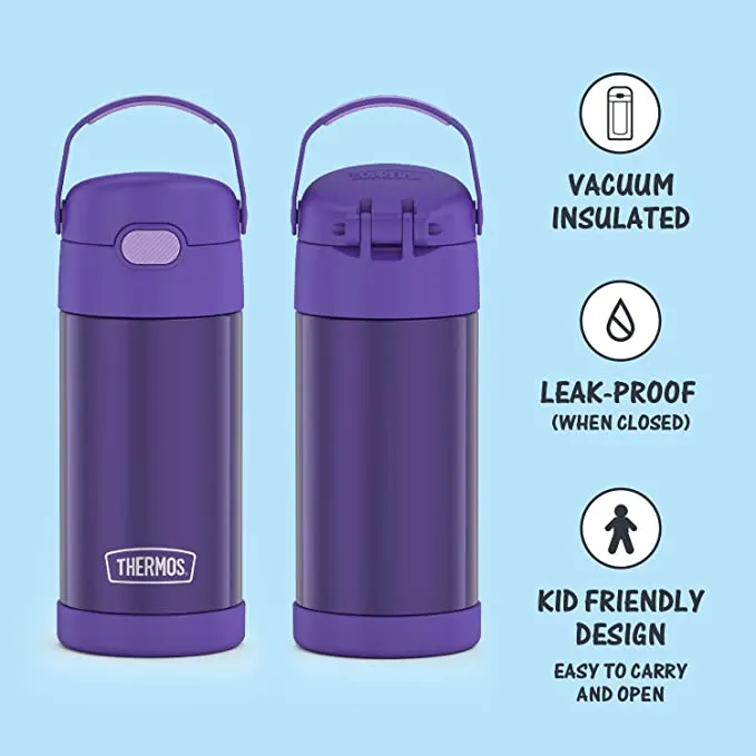 Thermos Funtainer 12 Ounce Bottle, Purple! Keeps drinks cold for up to 12 hours