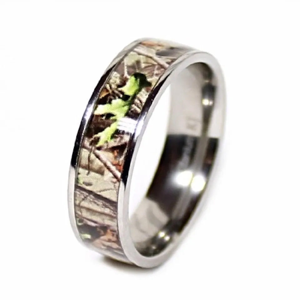 Titanium Camo Ring Hunting Band Camouflage Wedding Band