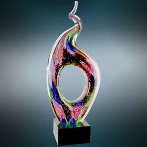 Twist Top Art Glass with Square Black Base