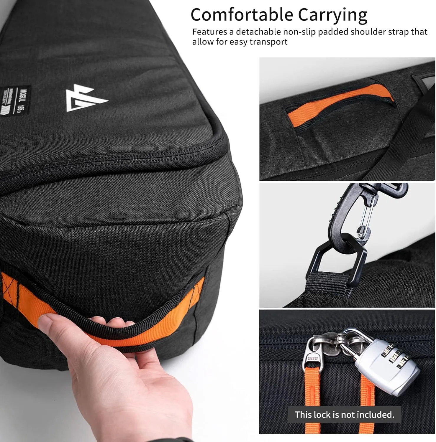 Unigear Waterproof Travel Ski Bag, 360° Fully Padded Protection, Up to 192cm