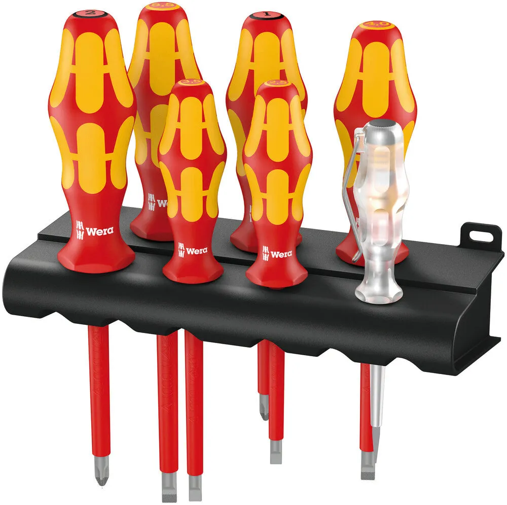 Wera 05006148001 160 i/165 i/7 Rack Screwdriver set Kraftform Plus Series 100, single-pole phase tester and rack, 7 pieces