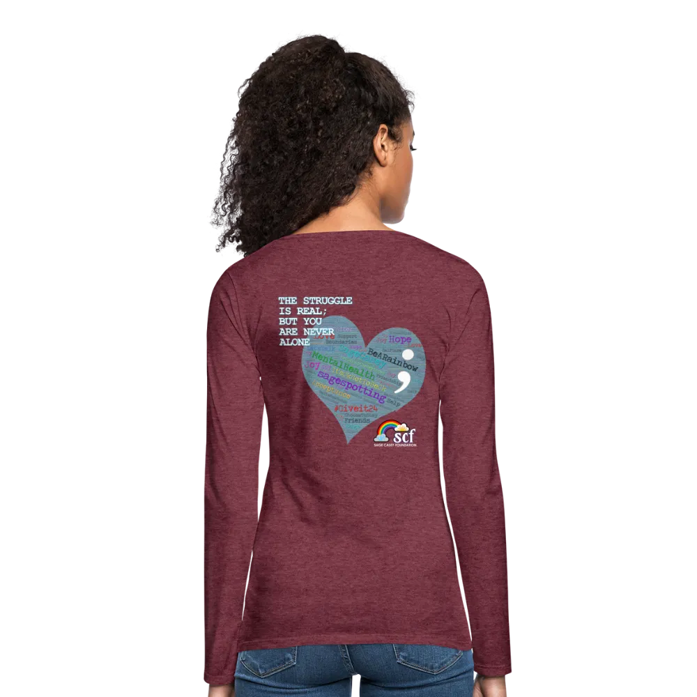 Women’s Long Sleeve  V-Neck Flowy Tee - Sage Art by Tin Crow Art