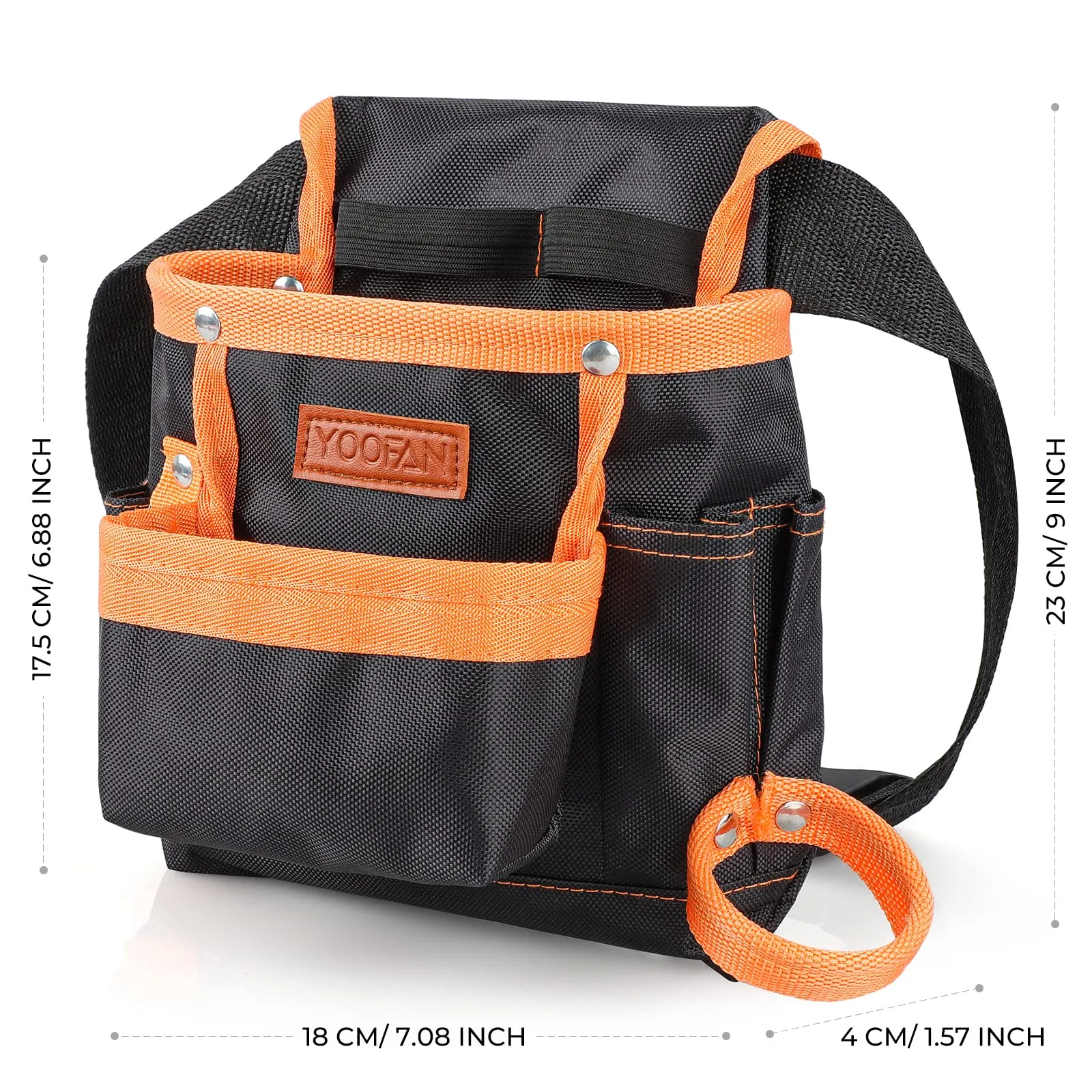 YOOFAN Tool Pouch - Tool Belt for Electrician Carpenter Construction Technician Gardening, Work Accessories for Men and Women, Orange